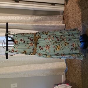 Boho Floral Maxi Dress with Belt